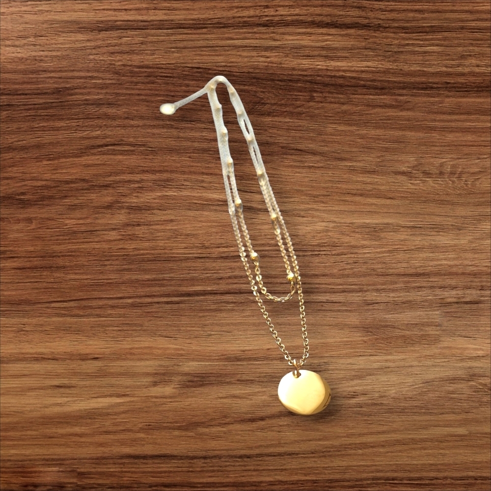 Elegant Gold Pendant Necklace Stamped S Steel 18" - Picture 3 of 5